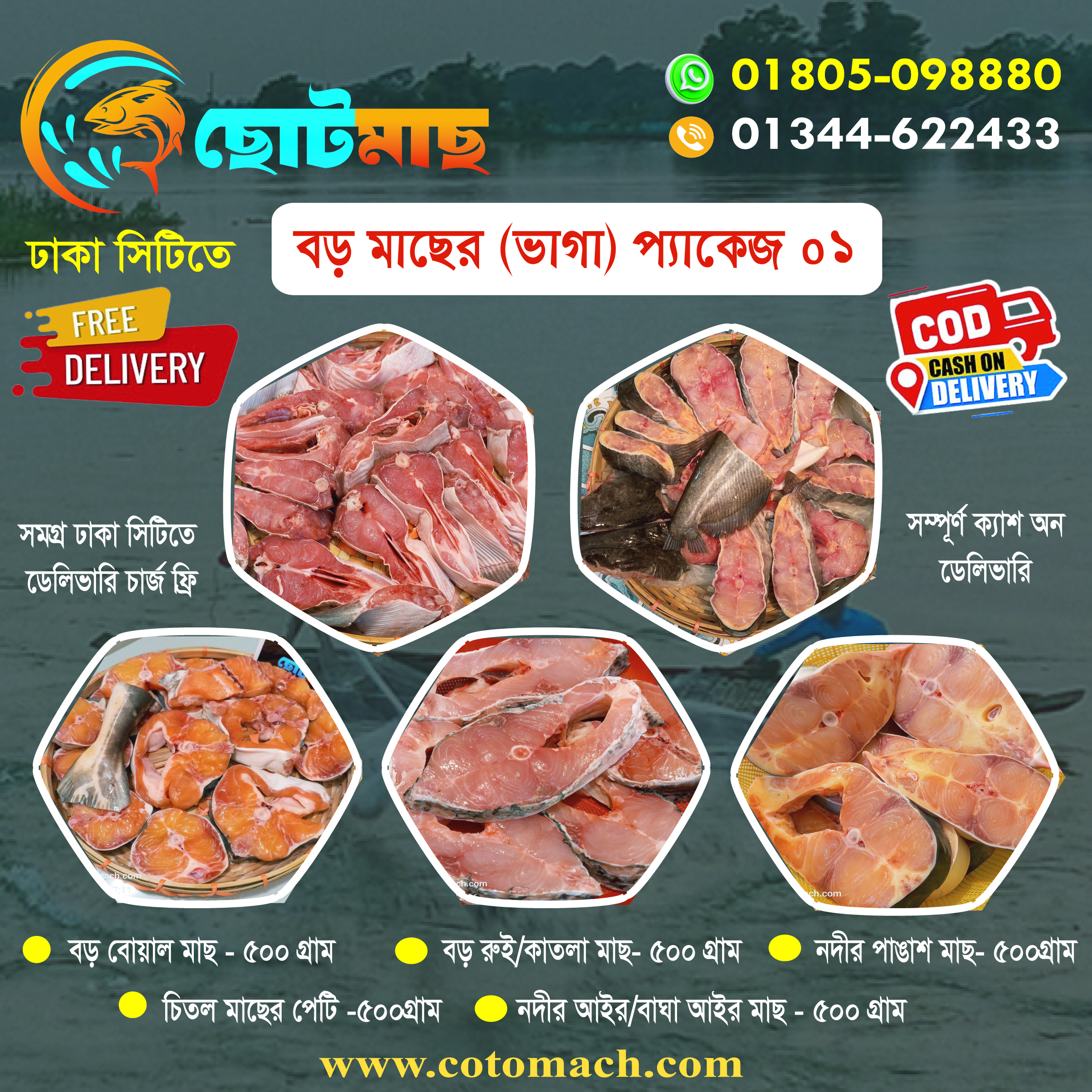 বড় মাছের (ভাগা) প্যাকেজ -[কোড-01 ]-2.5 কেজি