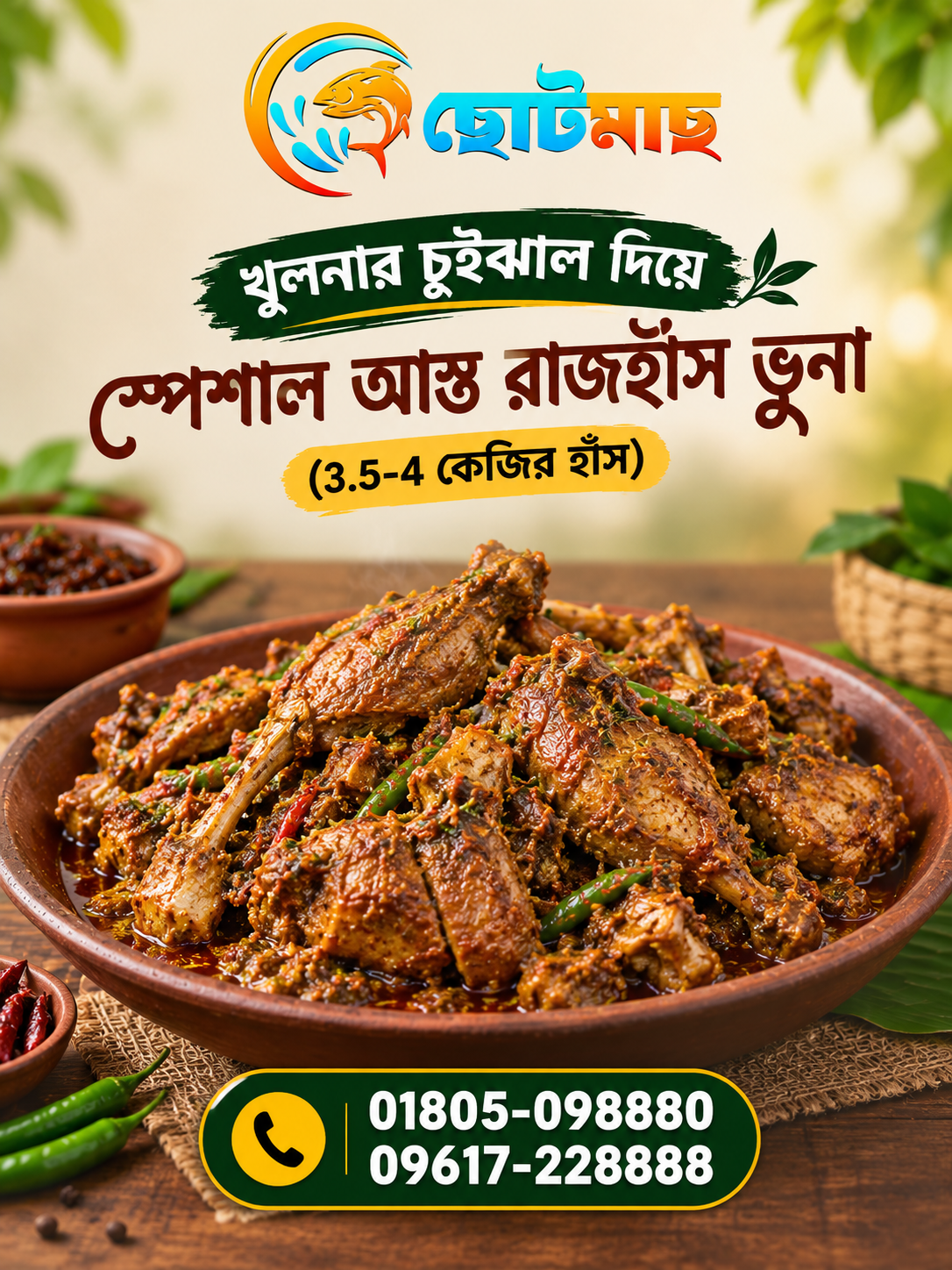 চুইঝাল - রাজহাঁস ভুনা (3.5-4 কেজি সাইজ)